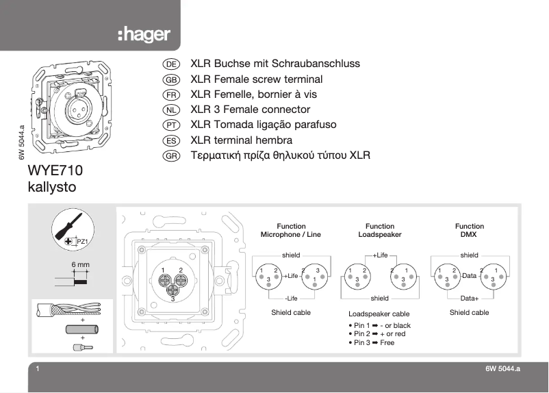 Page 1 de la notice Manuel utilisateur Hager WYE710