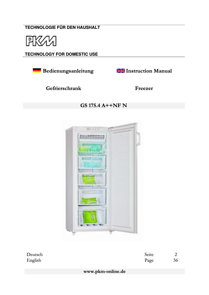 Page 1 de la notice Manuel utilisateur PKM GS175.4A++NoFrost