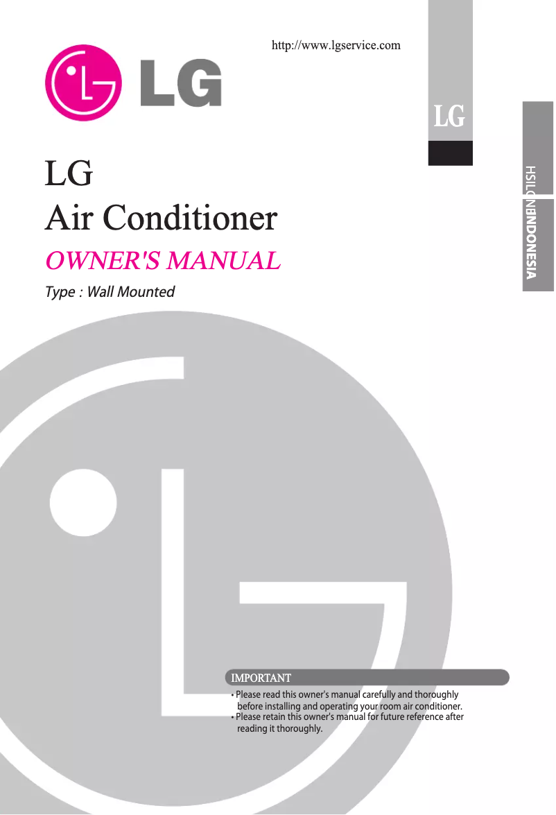 Page n°1 - Manuel utilisateur LG SN09ICE