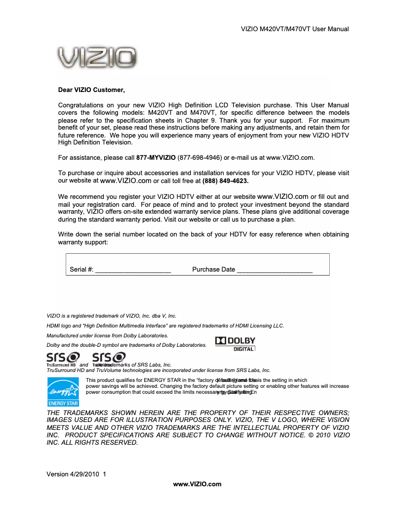 Image de la première page du manuel de l'appareil M470VT
