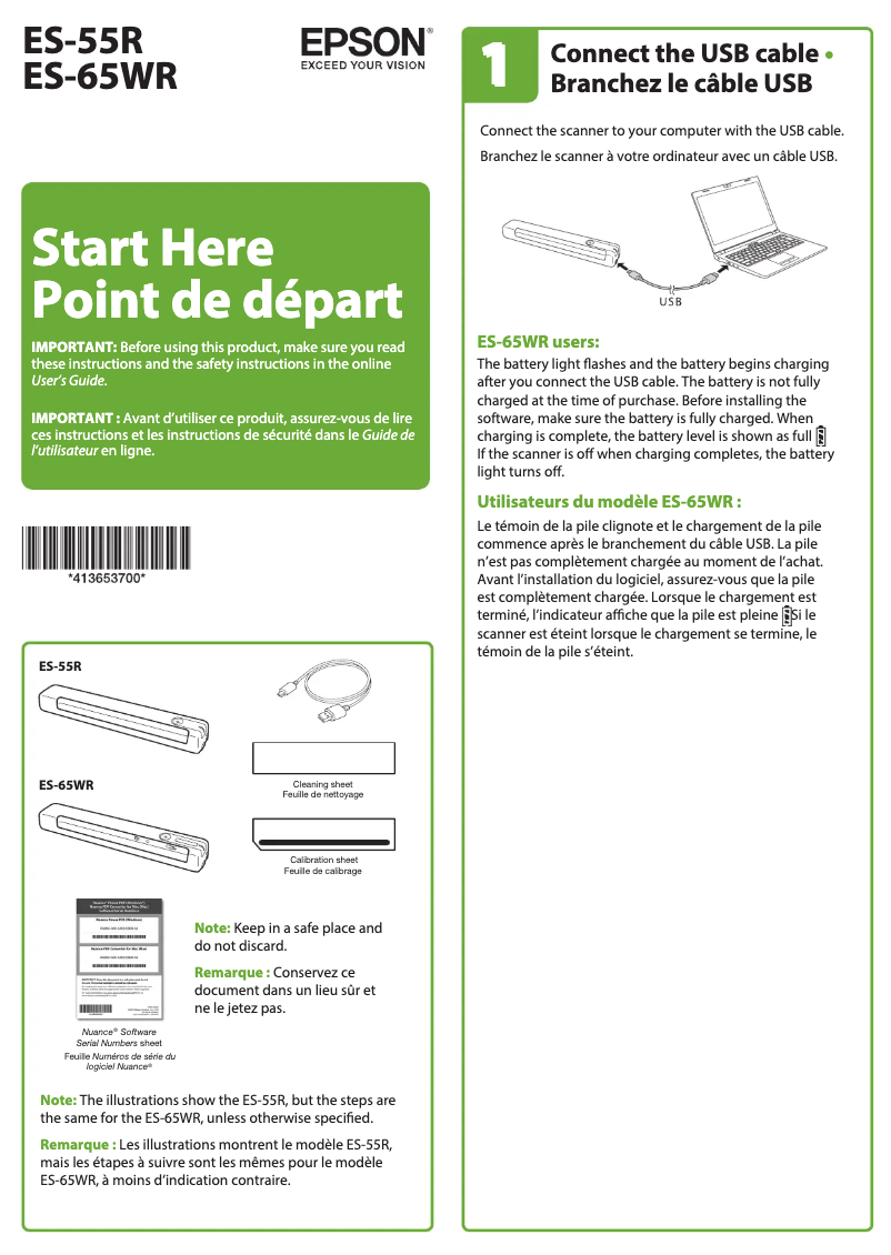 Imagen de la primera página del manual del dispositivo WorkForce ES-55R