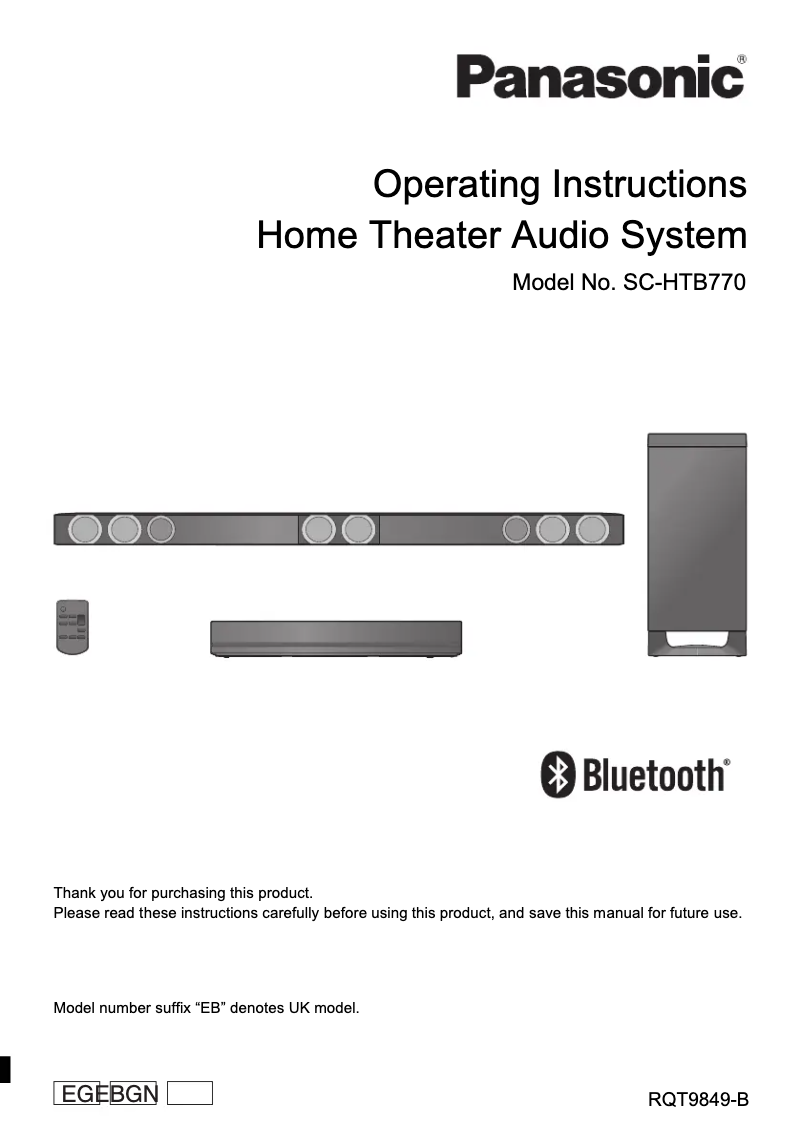 Page 1 de la notice Manuel utilisateur Panasonic SC-HTB770