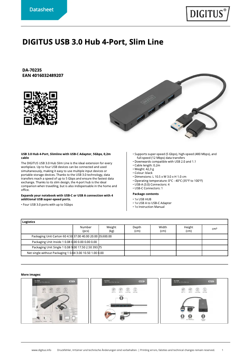Page n°1 - Fiche technique Digitus DA-70235