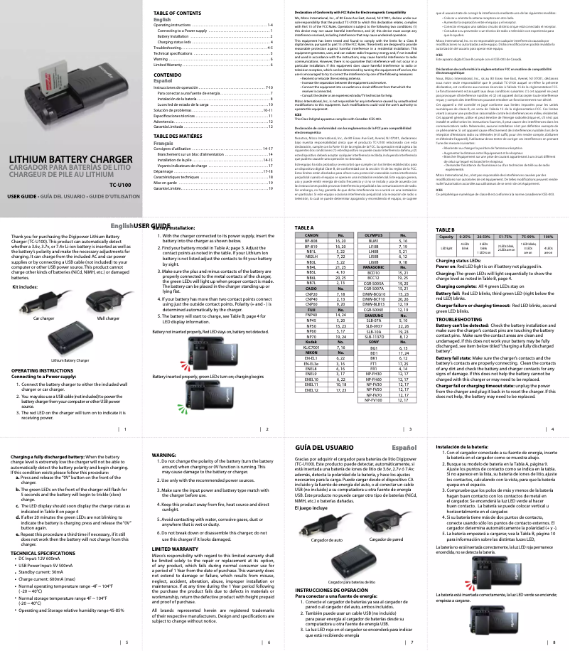 Page n°1 - Manuel utilisateur Mizco TC-U100