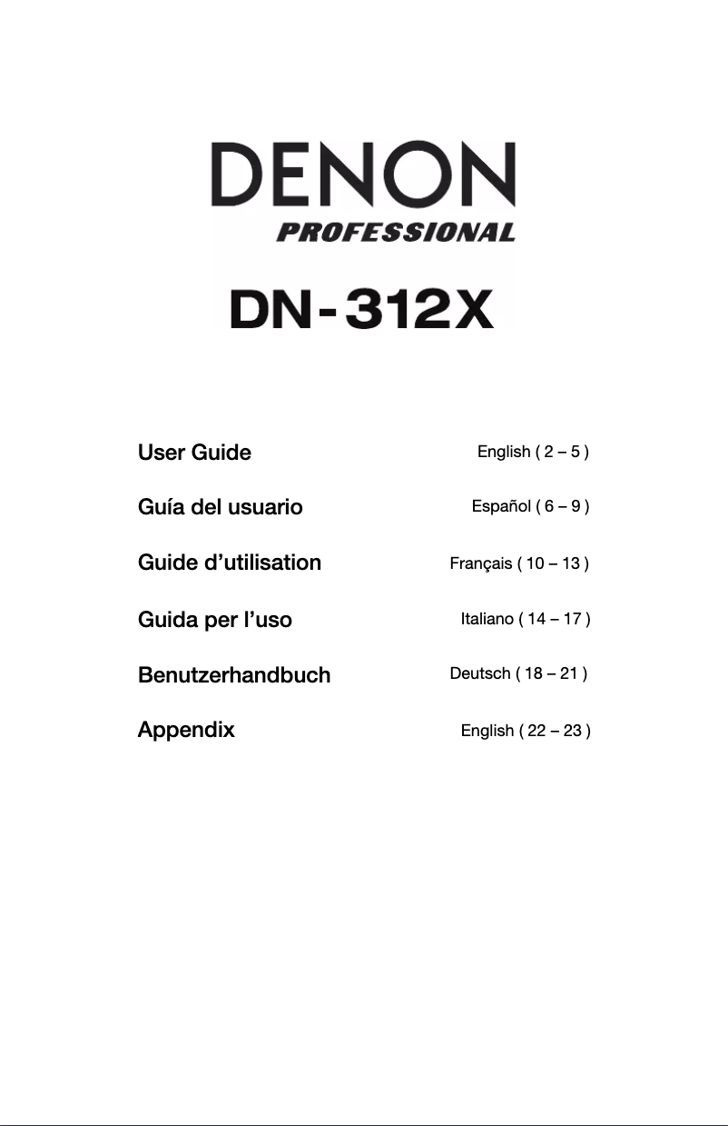 Page 1 de la notice Manuel utilisateur Denon DN-312X
