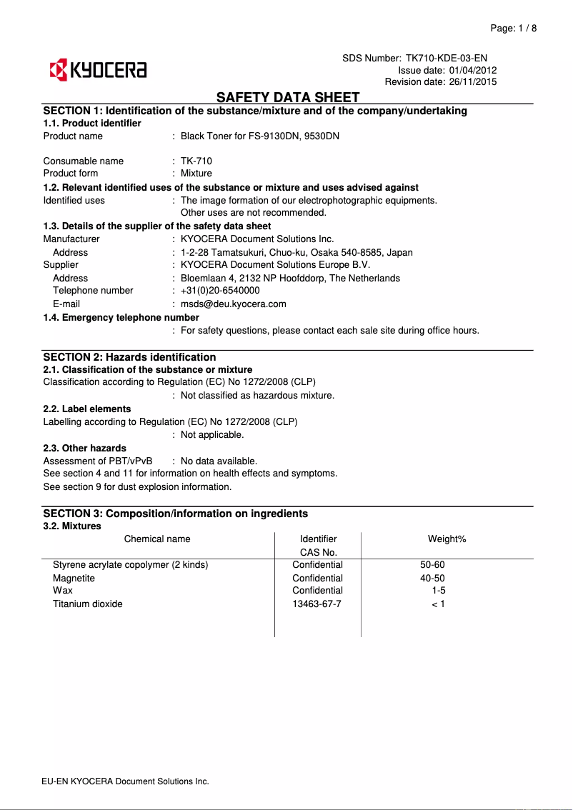 Image de la première page du manuel de l'appareil FS-9130DN