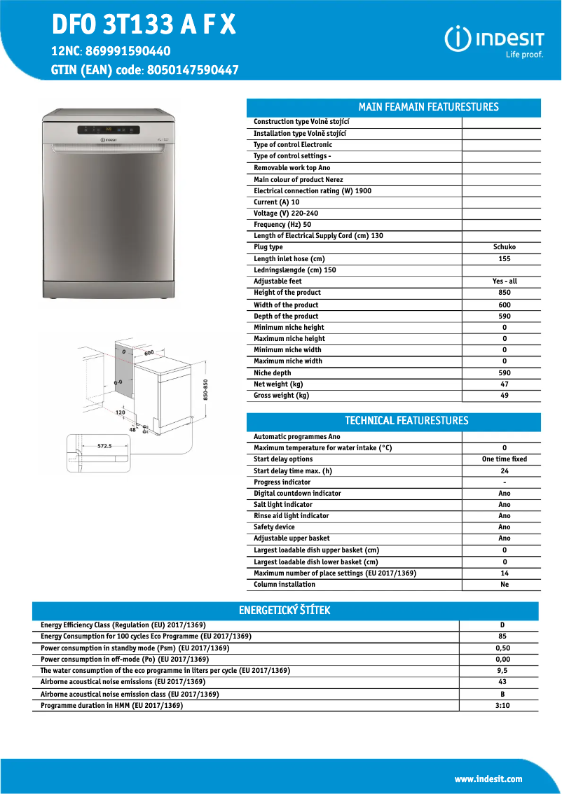 Image de la première page du manuel de l'appareil DFO 3T133 A F X
