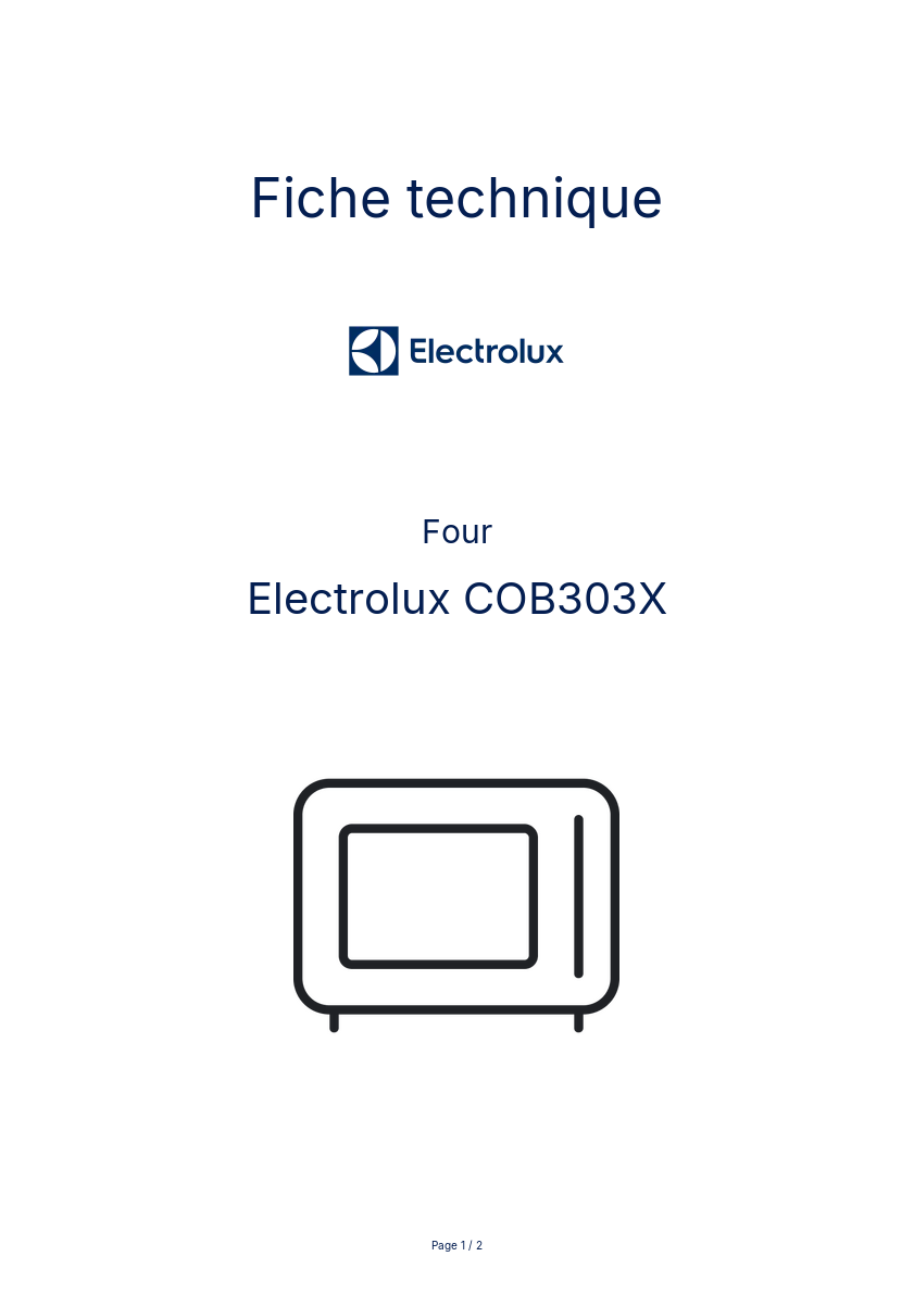 Page n°1 - Fiche technique Electrolux COB303X