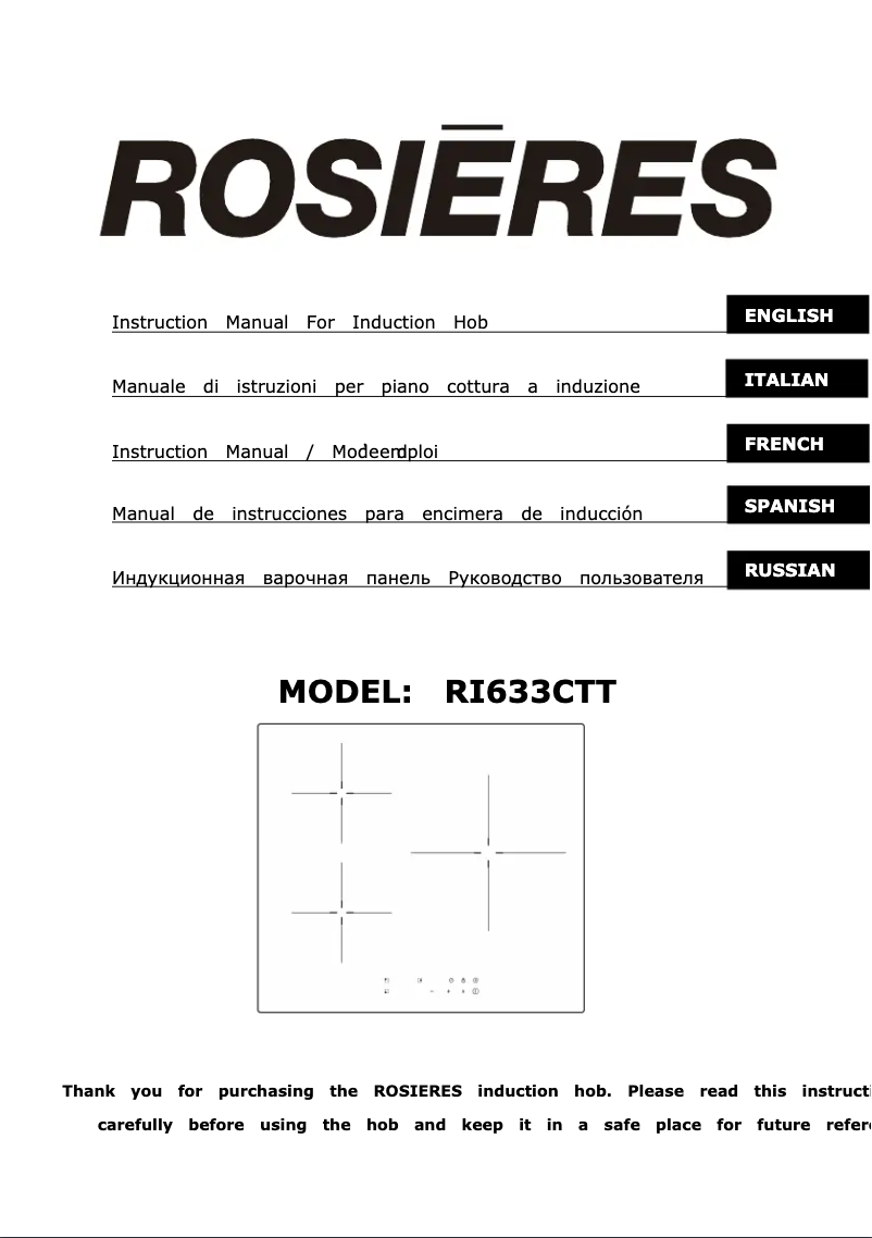 Page 1 de la notice Manuel utilisateur Rosieres RI633CTT