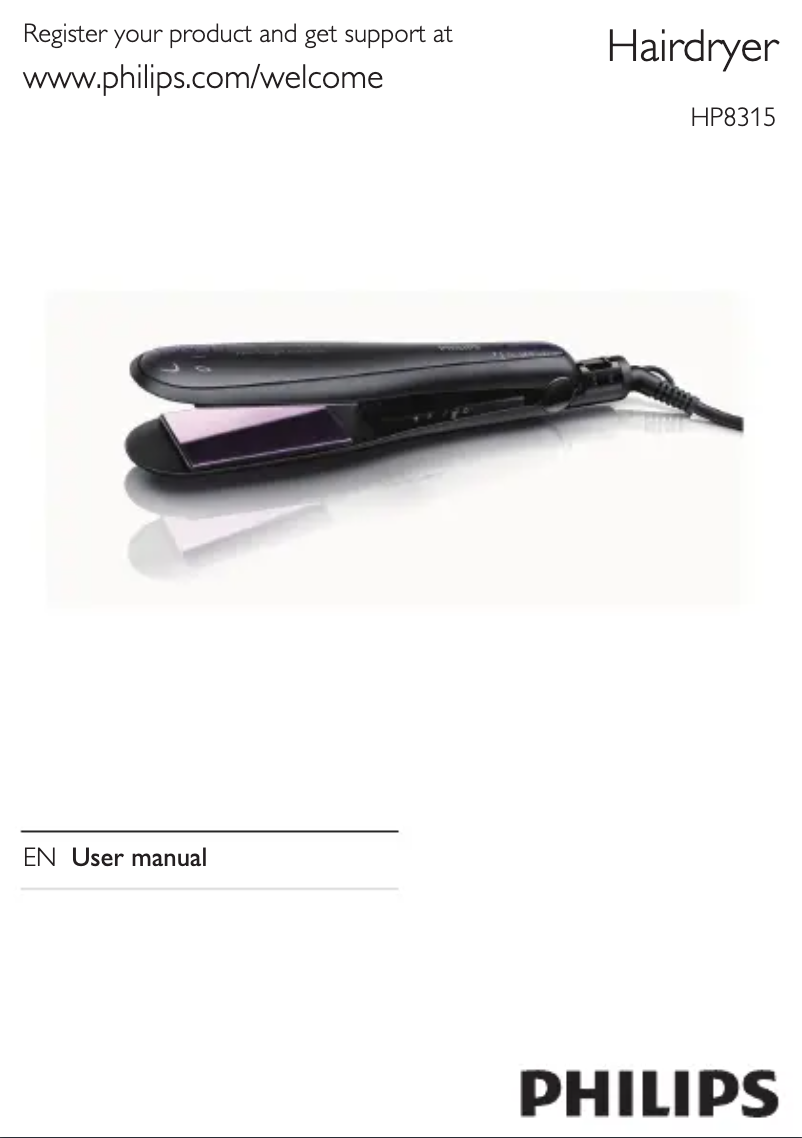 Image de la première page du manuel de l'appareil SalonStraight Active ION HP8315