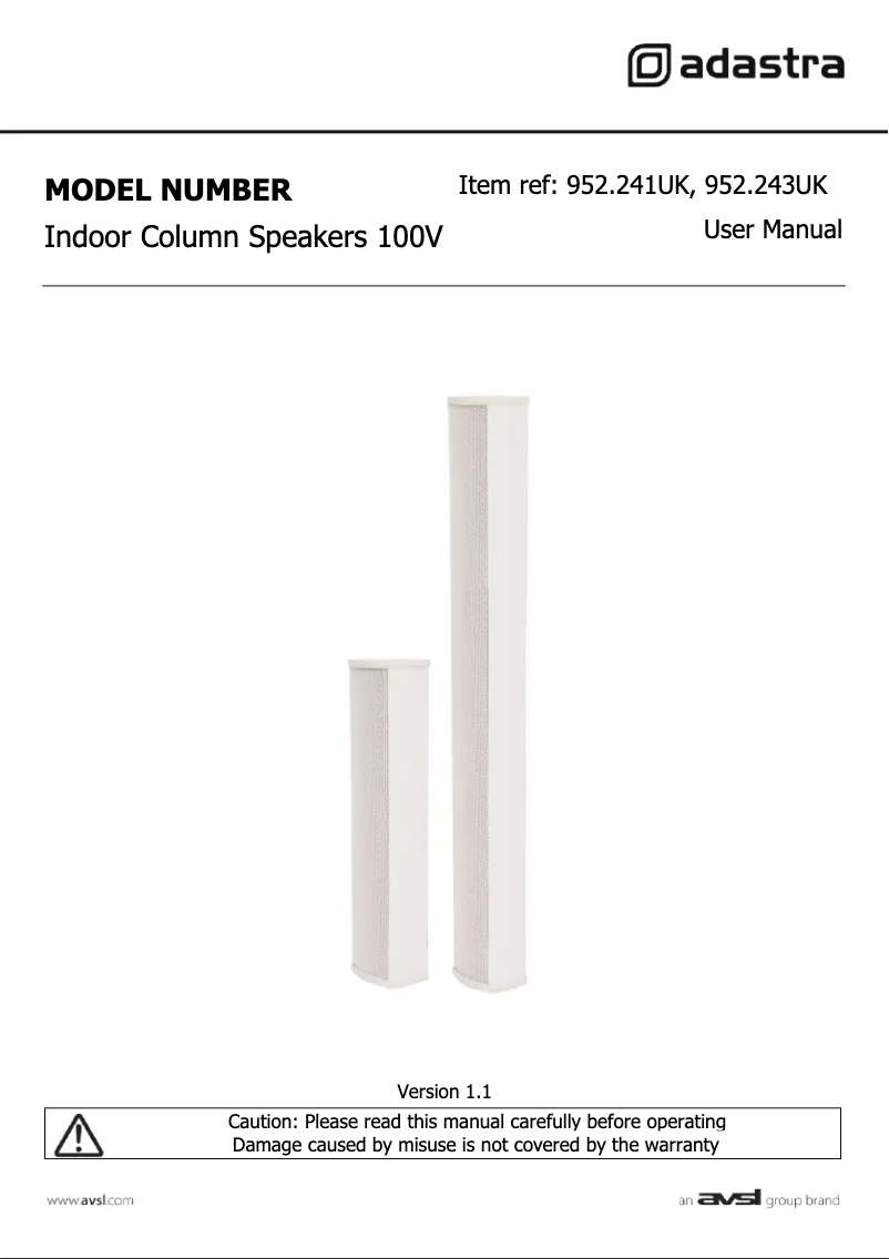 Page 1 de la notice Manuel utilisateur Adastra SC16V