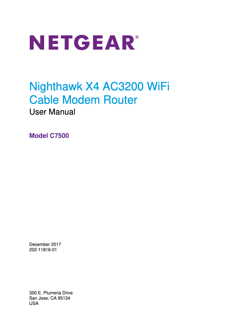 Page 1 de la notice Manuel utilisateur Netgear Nighthawk X4 C7500