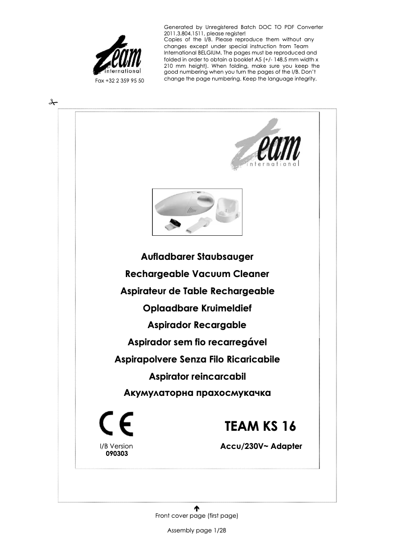 Página 1 del manual Manual de usuario Team KS 16