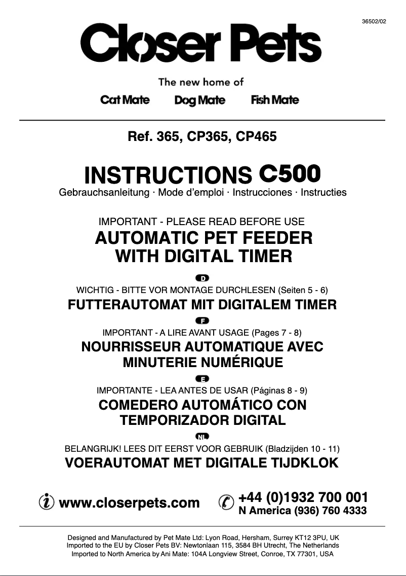 Imagen de la primera página del manual del dispositivo Cat Mate CP465