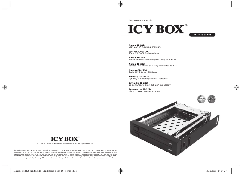 Página 1 del manual Manual de usuario Icy Box IB-2226STS