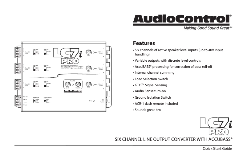 Page 1 de la notice Manuel utilisateur AudioControl LC7i PRO