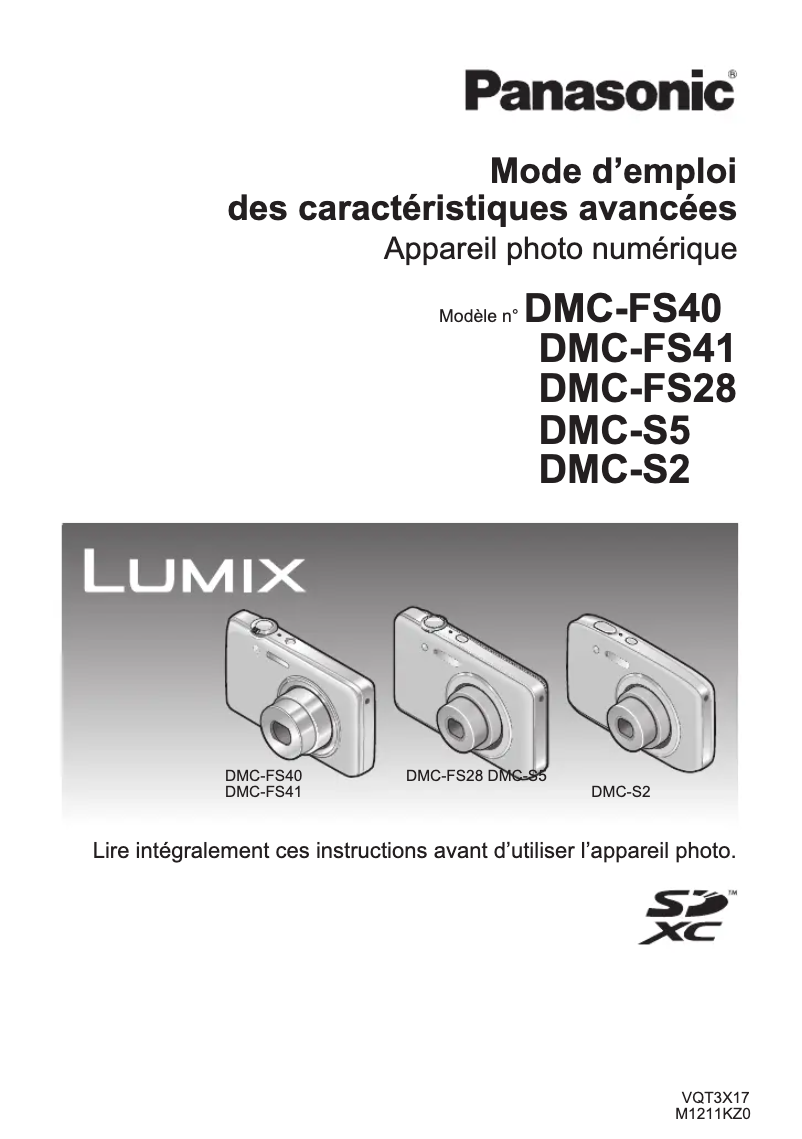 Page 1 de la notice Manuel utilisateur Panasonic Lumix DMC-FS40