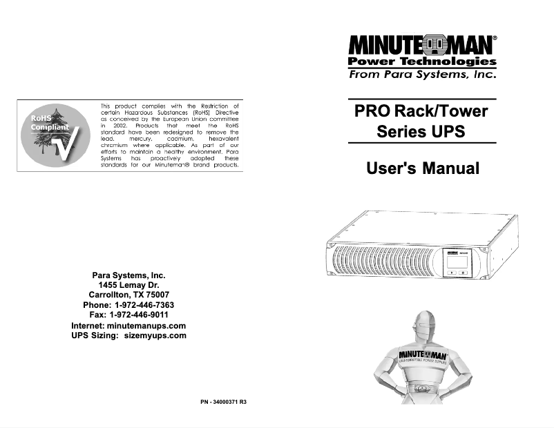 Page n°1 - Manuel utilisateur Minuteman PRO1000RTNC