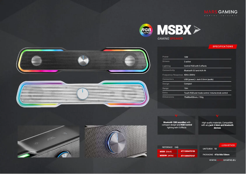 Page n°1 - Fiche technique Mars Gaming MSBX