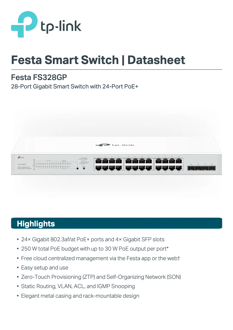 Page n°1 - Fiche technique TP-Link Festa FS328GP