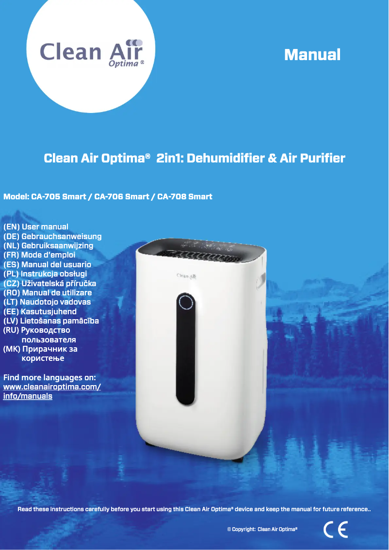 Page 1 de la notice Manuel utilisateur Clean Air Optima CA-705 Smart