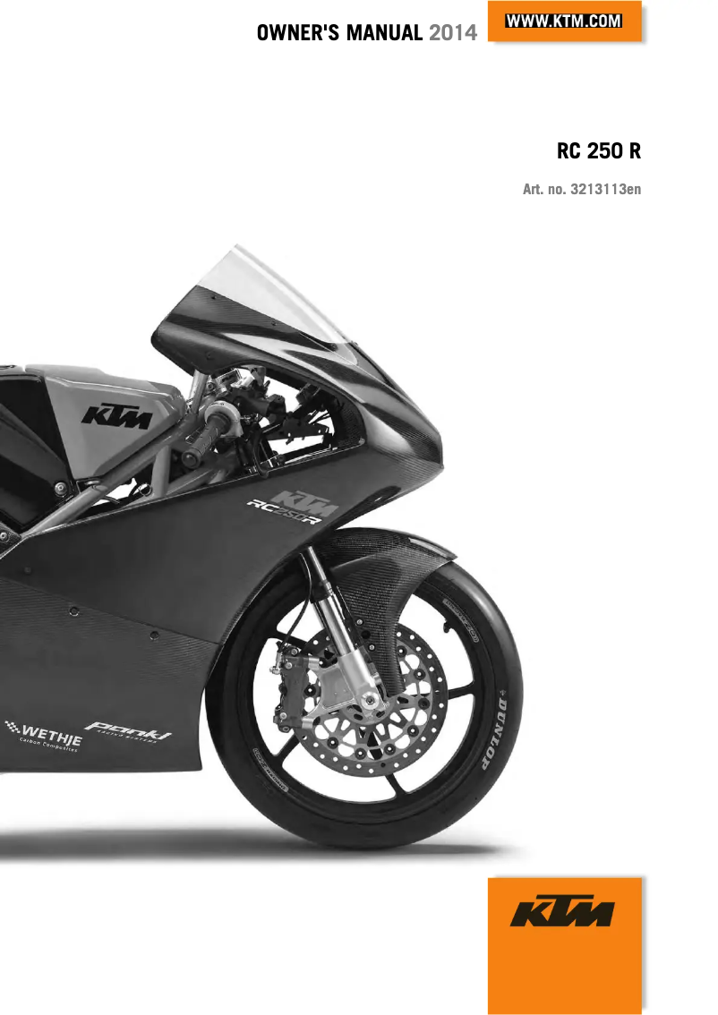 Page n°1 - Manuel utilisateur KTM RC 250 R (2014)