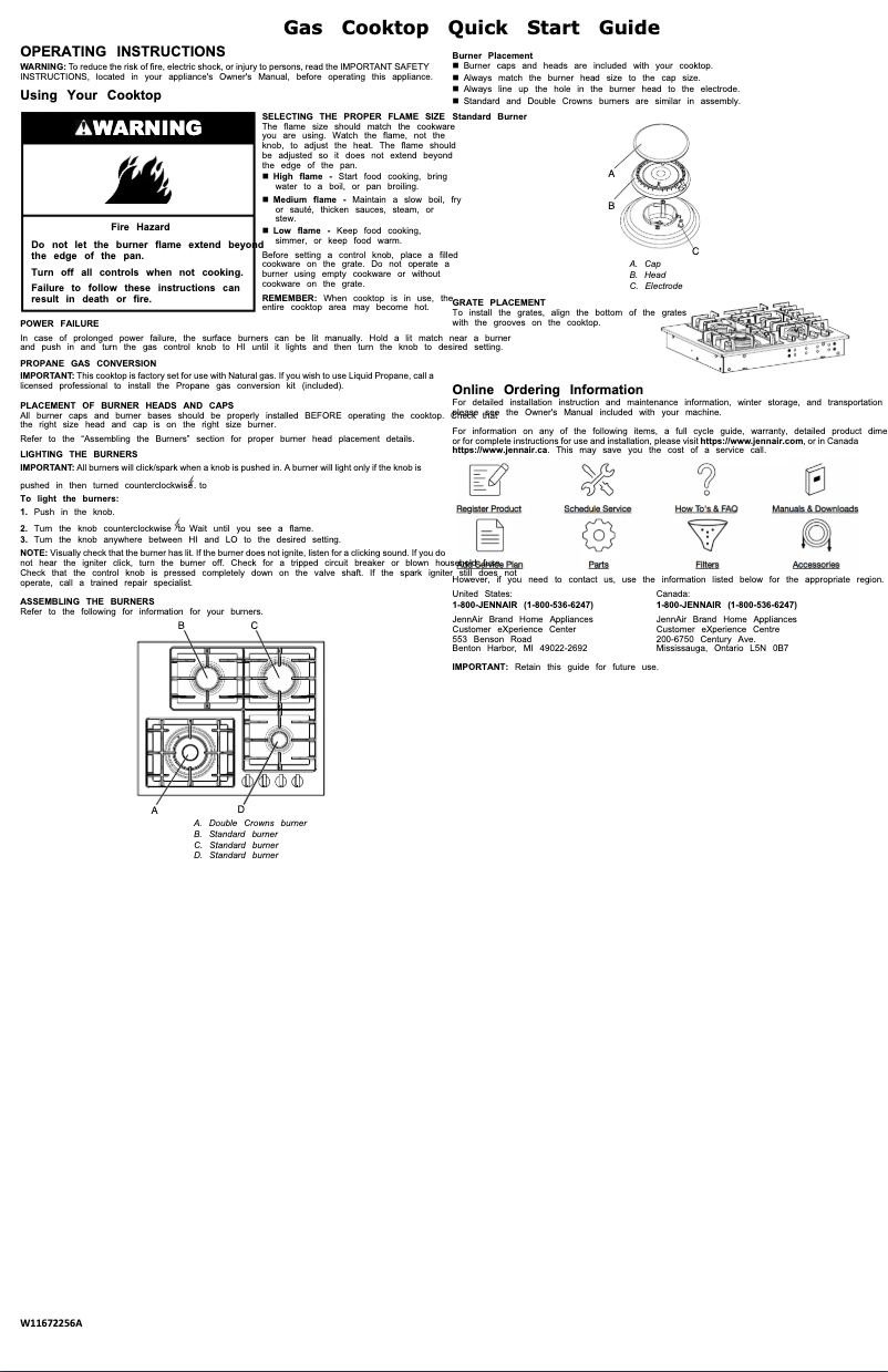 Page 1 de la notice Manuel utilisateur JennAir JGCK424PS