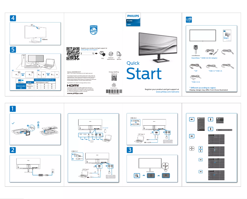 Page 1 de la notice Guide de démarrage rapide Philips E Line 346E2LAE