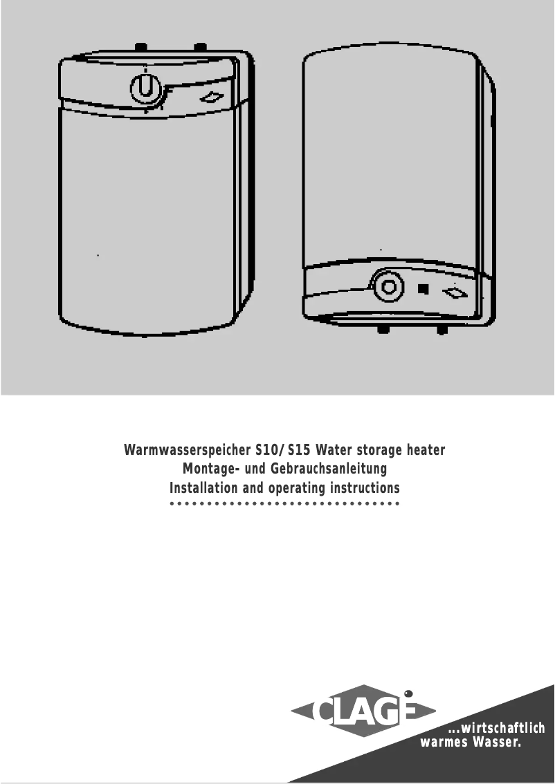Page 1 de la notice Manuel utilisateur Clage S 15