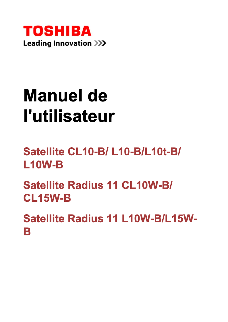 Page n°1 - Manuel utilisateur Toshiba Satellite Radius 11 CL15-WB