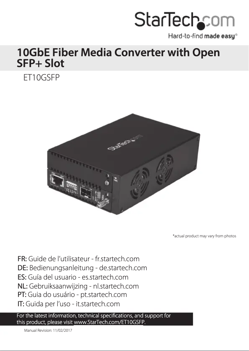 Page n°1 - Manuel utilisateur StarTech.com ET10GSFP