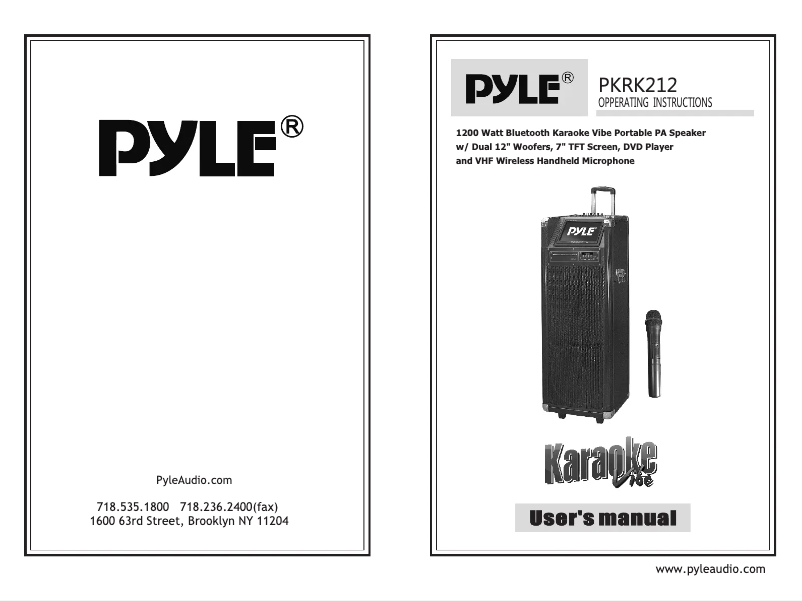 Page n°1 - Manuel utilisateur Pyle PKRK212