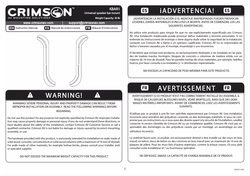 Image de la première page du manuel de l'appareil KBAR1