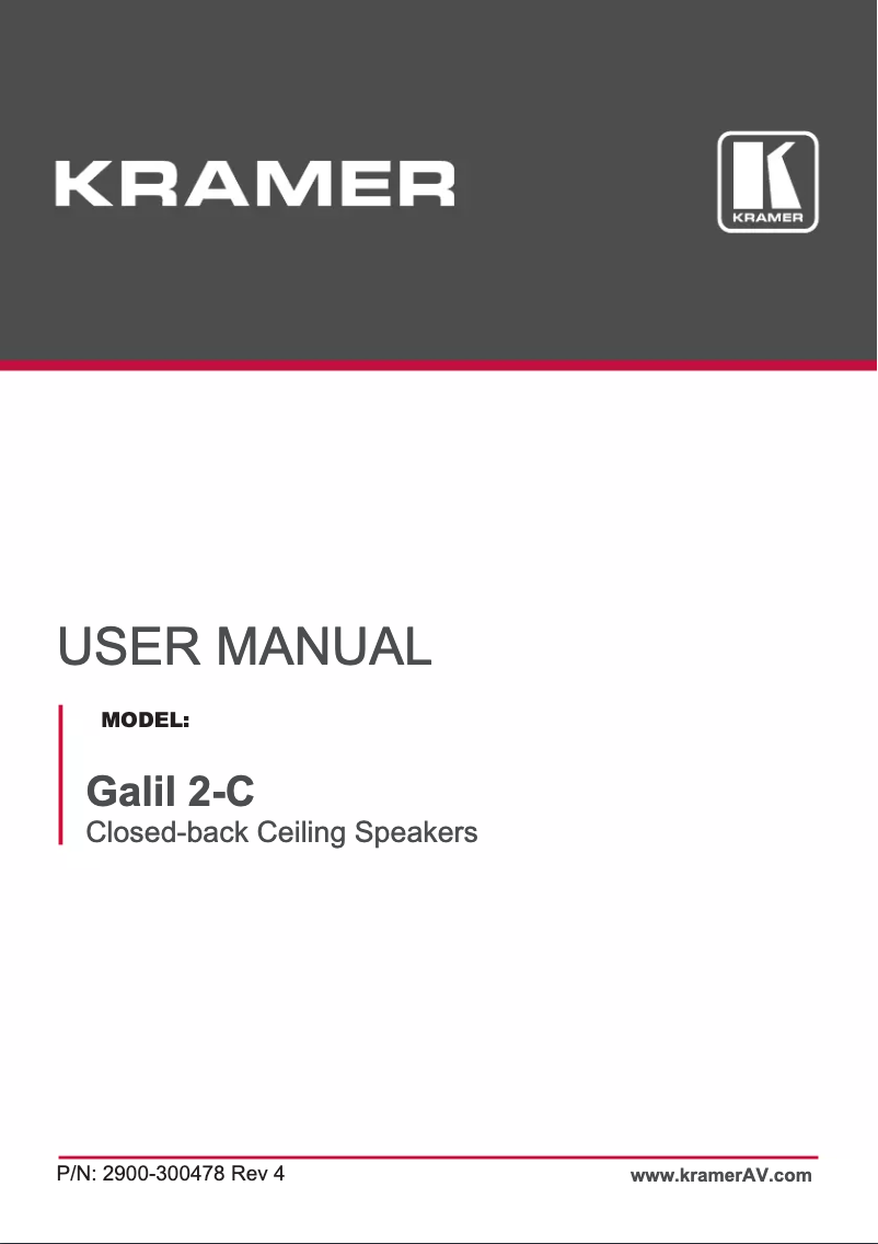 Page n°1 - Manuel utilisateur Kramer Galil 2-C