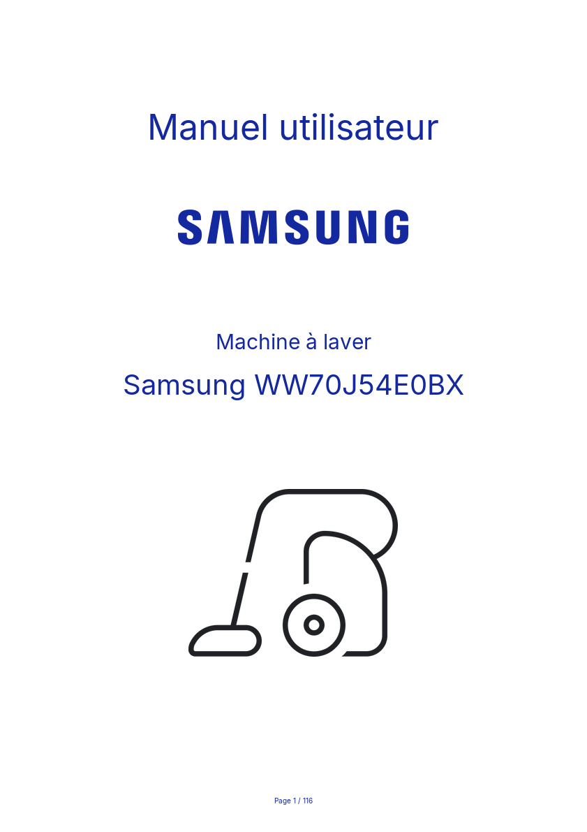 Page n°1 - Manuel utilisateur Samsung WW70J54E0BX