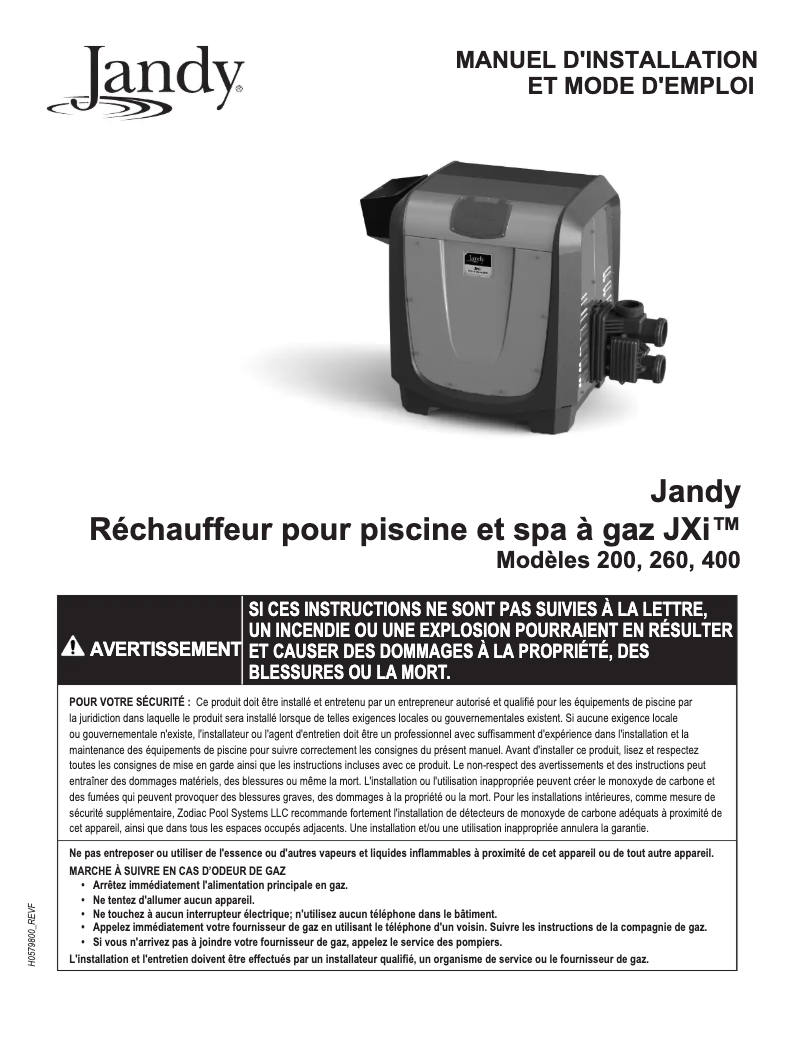 Page n°1 - Guide d'installation JANDY JXi400