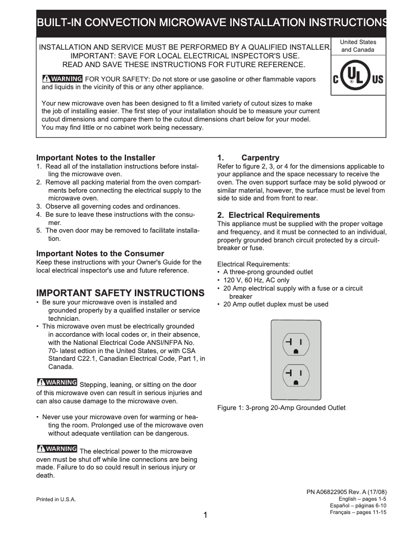 Page n°1 - Guide d'installation Electrolux EMBD3010AS