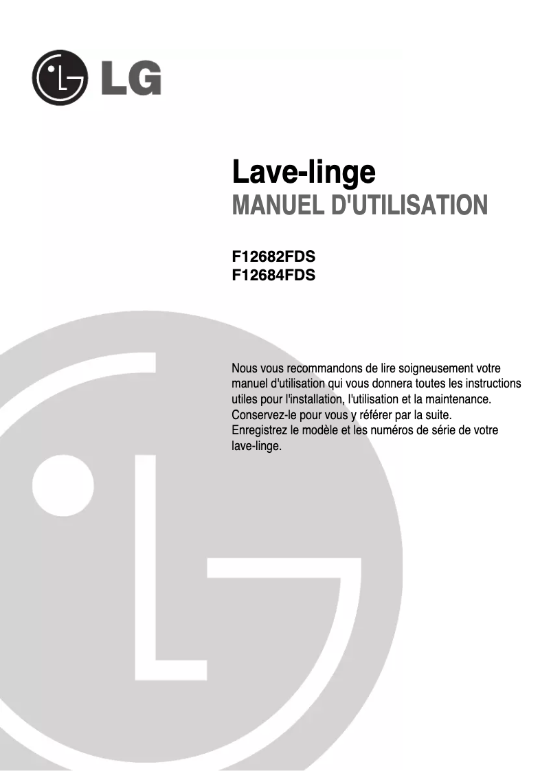 Page n°1 - Manuel utilisateur LG F12684FDS