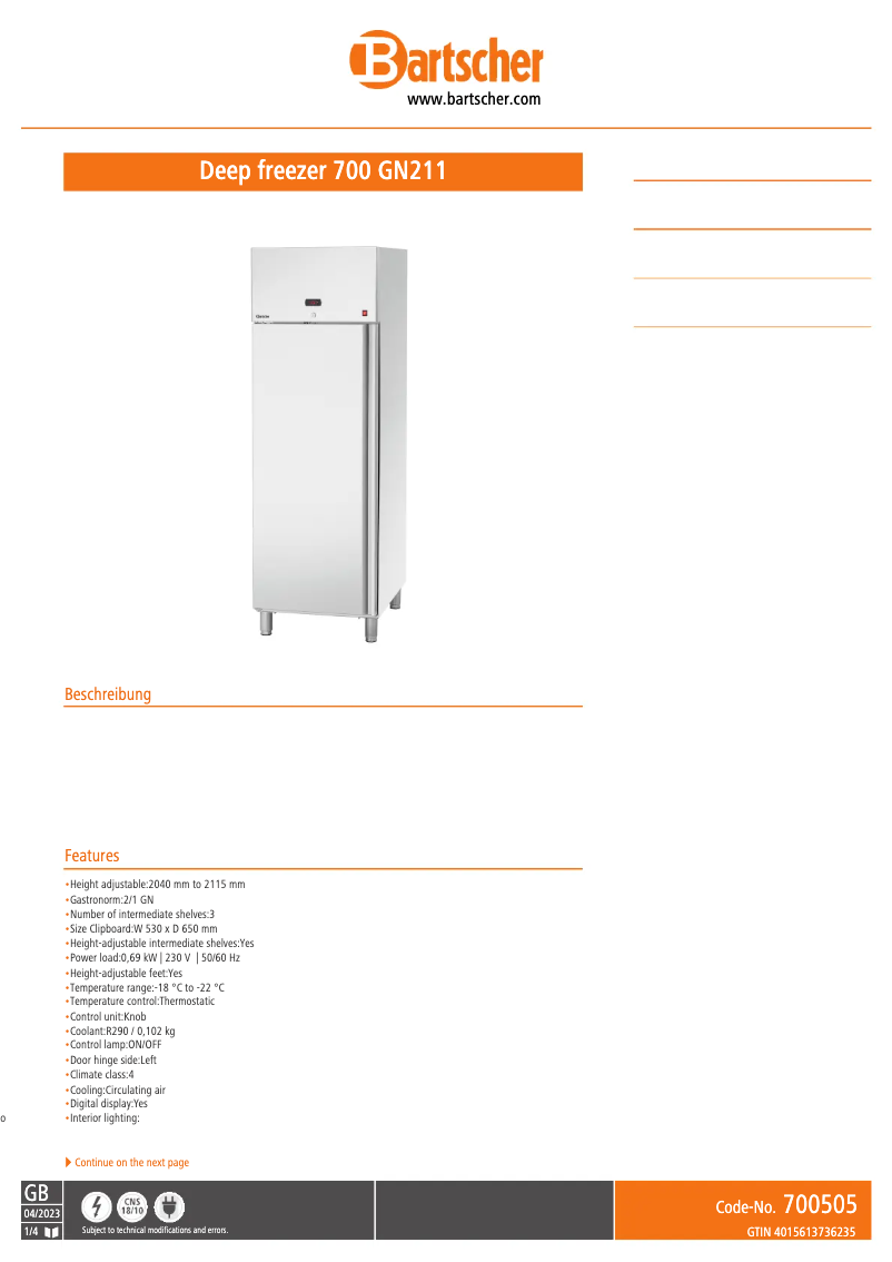 Image de la première page du manuel de l'appareil GN 700L