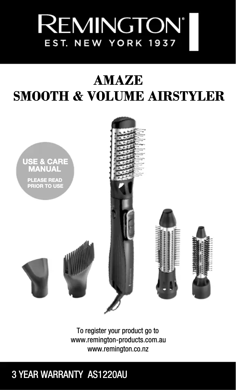 Page n°1 - Manuel utilisateur Remington Amaze Smooth & Volume AS1220AU