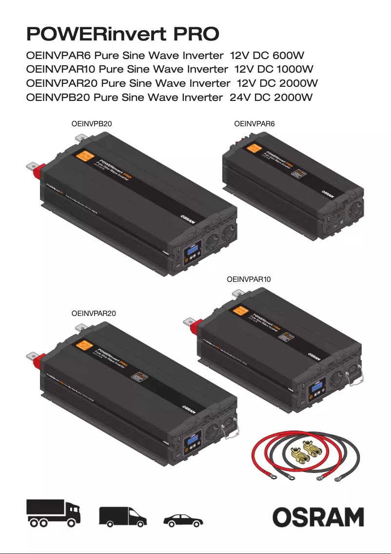 Page n°1 - Instructions / montage Osram Pure Sine Wave 12V DC 600W RCD
