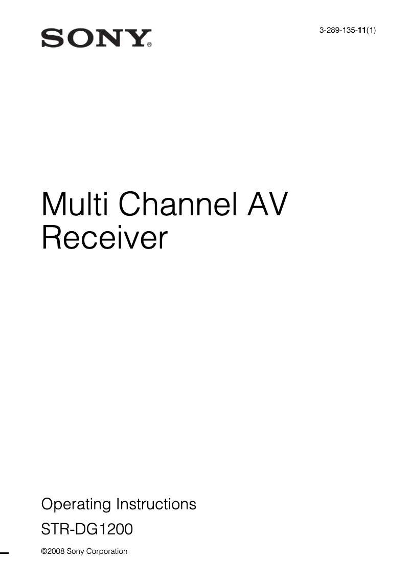 Image de la première page du manuel de l'appareil STR-DG1200