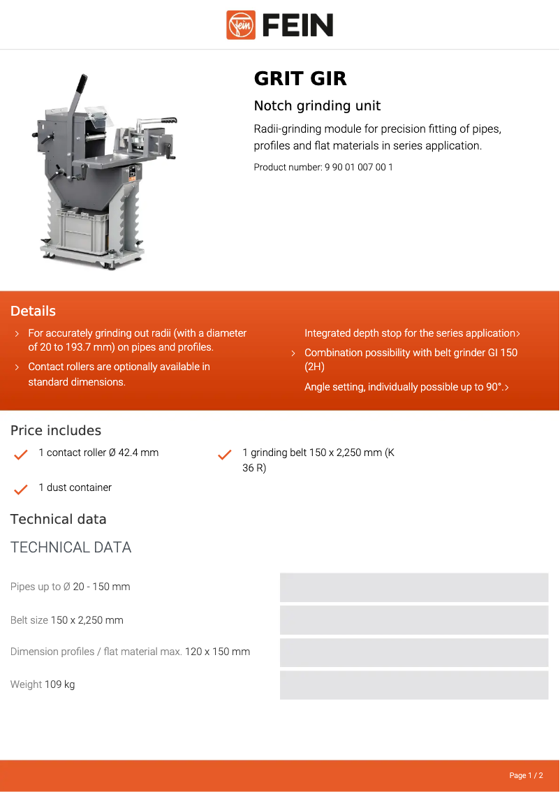 Image de la première page du manuel de l'appareil GRIT GIR