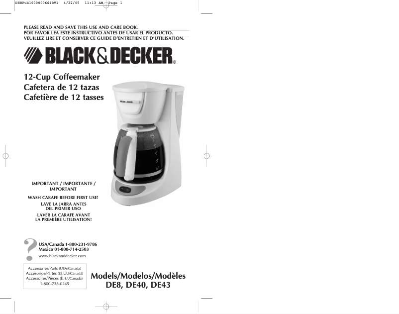 Page n°1 - Manuel utilisateur Black & Decker DE40