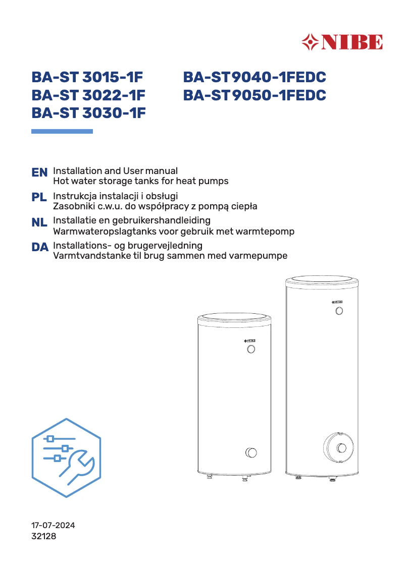 Page n°1 - Manuel utilisateur Nibe BA-ST 9050-1FEDC