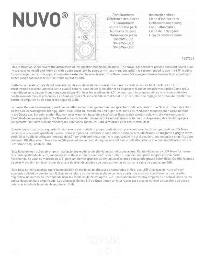 Page 1 de la notice Manuel utilisateur NUVO NV-4IW-5LCR