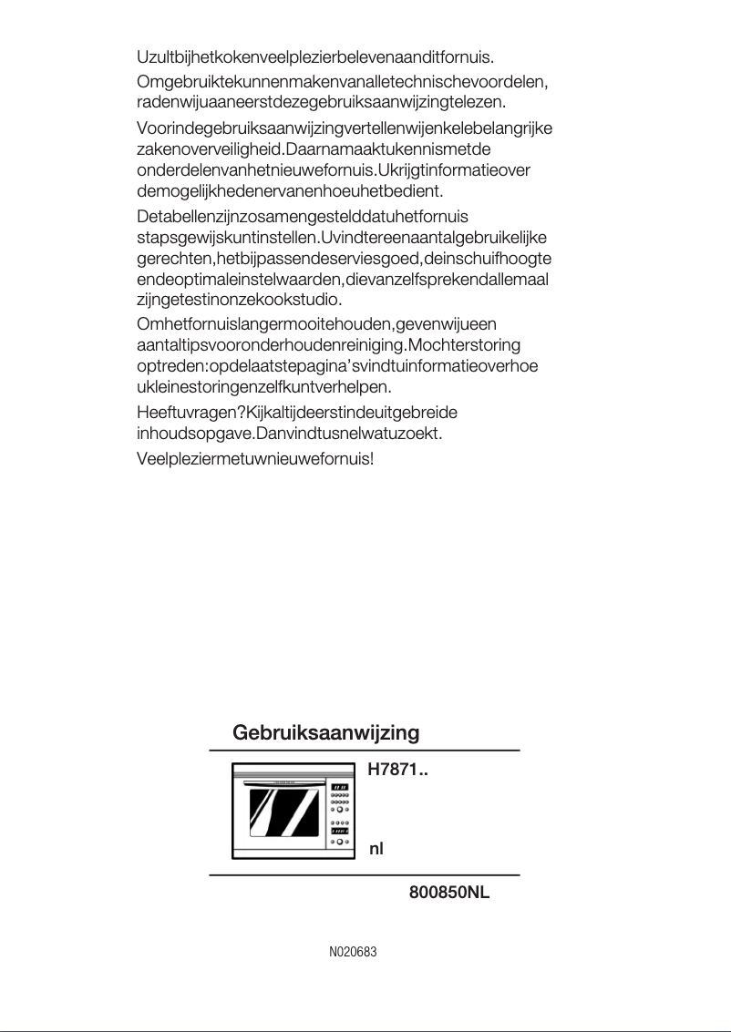 Page 1 de la notice Manuel utilisateur Neff H 7871N2