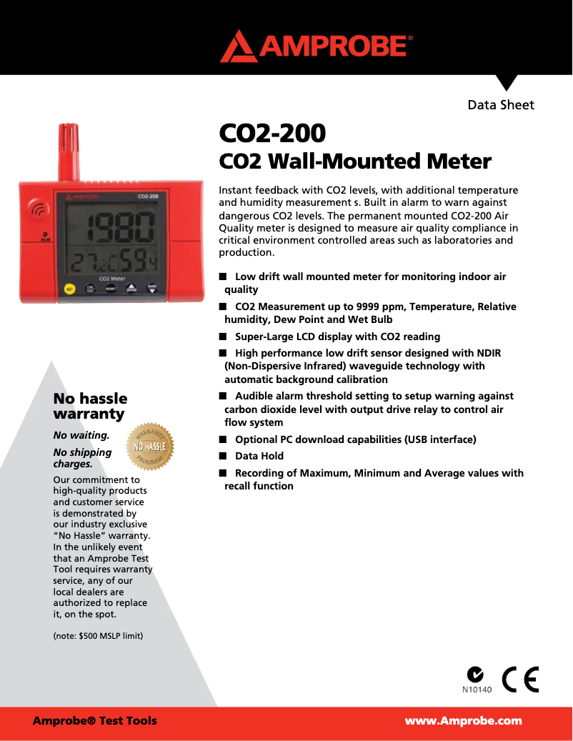 Page n°1 - Fiche technique Amprobe CO2-200