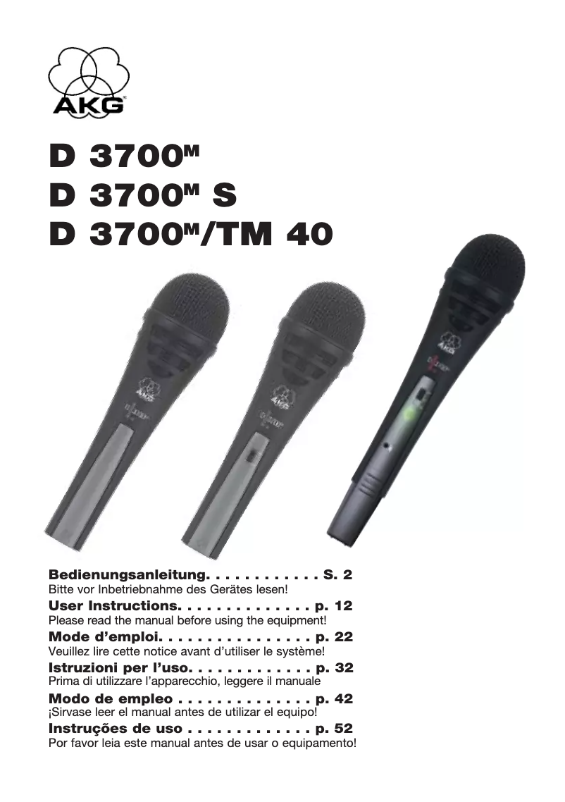 Page n°1 - Manuel utilisateur AKG D 3700 S