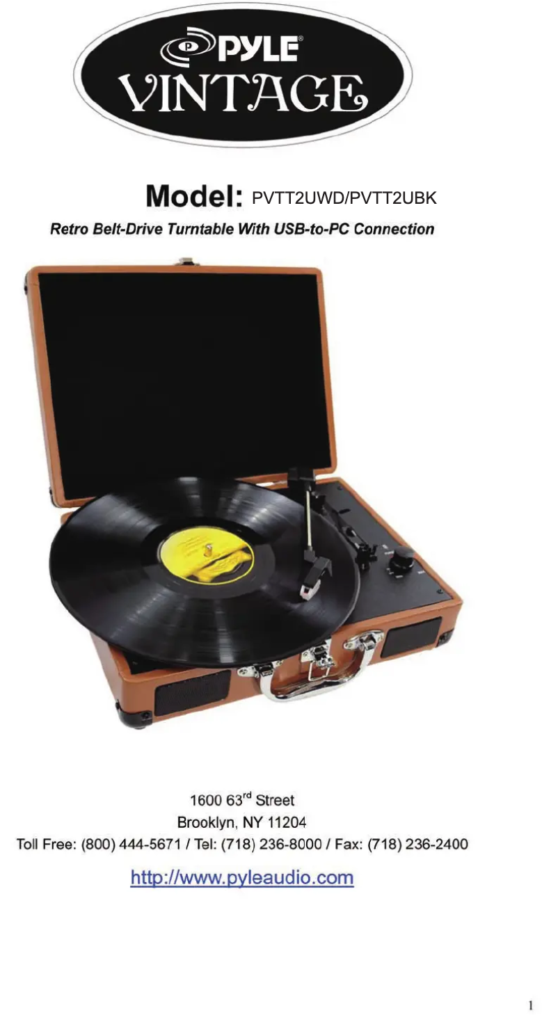 Page n°1 - Manuel utilisateur Pyle PVTT2UOR